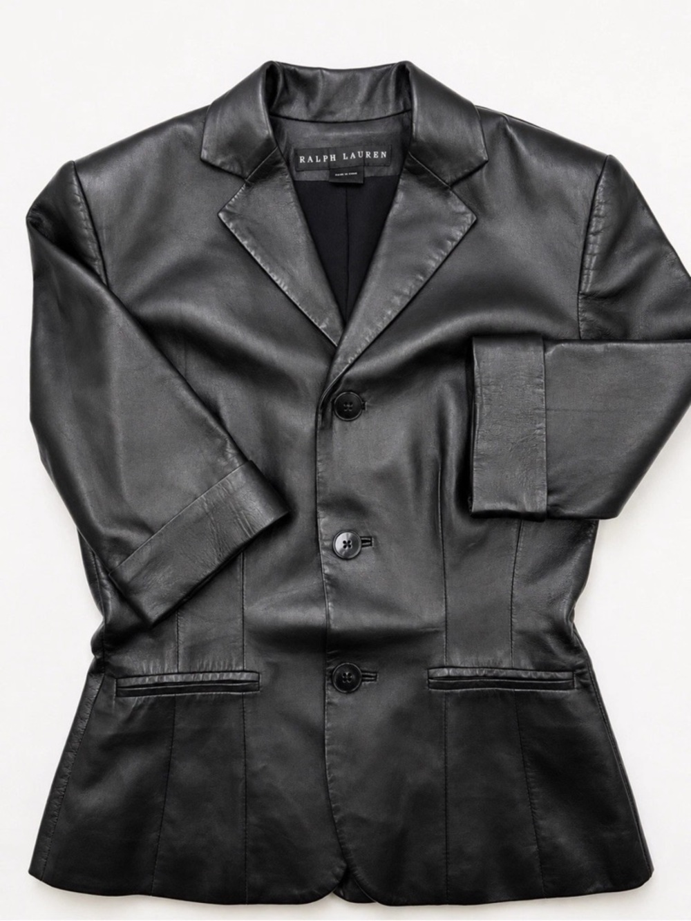 Ralph Lauren Black Leather Sport Coat Blazer